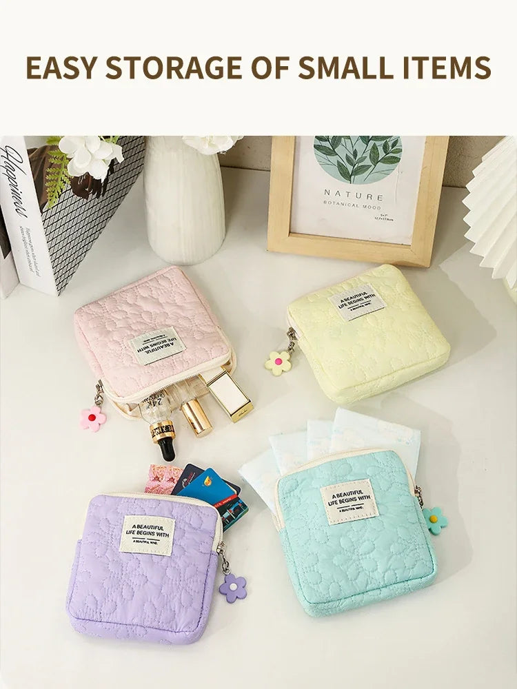 Fashion Women Small Cosmetic Bag Travel Mini Sanitary Napkins Organizer Make Up Coin Money Card Lipstick Storage Pouch Purse Bag