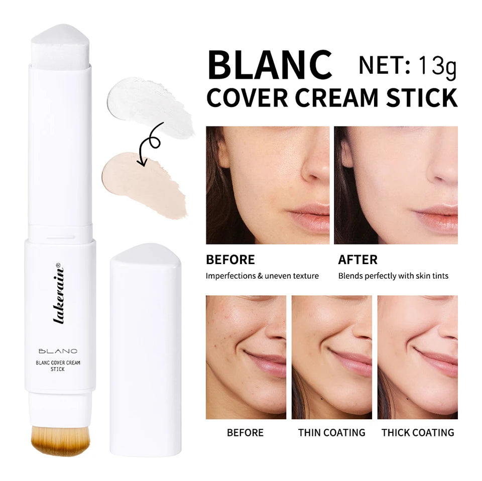 Lakerain Triangular Color-changing Foundation Stick With Brush Smooth Matte Natural Concealer Invisible Pore Foundation Cream