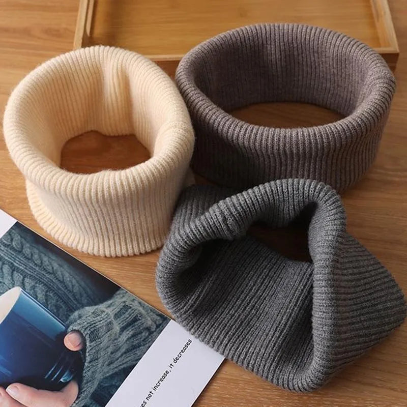 Men's Women's Winter Warm Cashmere Scarf Outdoor Sports Windproof Neck Protect Elastic Thick Wool Knit Snood Female Fake Collar