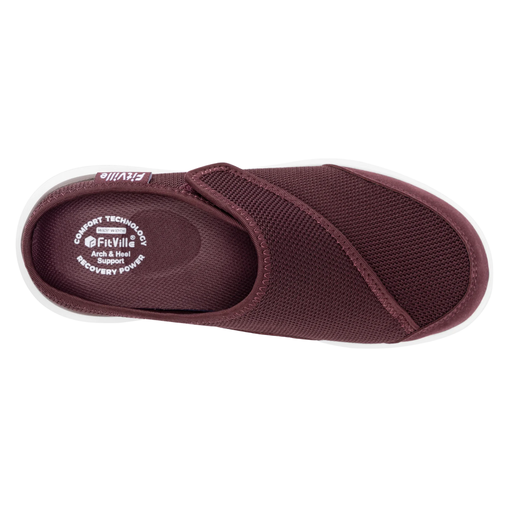 FitVille Damen Orthopädische Hausschuhe Breite Fleece-gefütterte Clogs mit Fußgewölbestütze Erholungs-Pantoletten Bequeme Slip-On-Schuhe