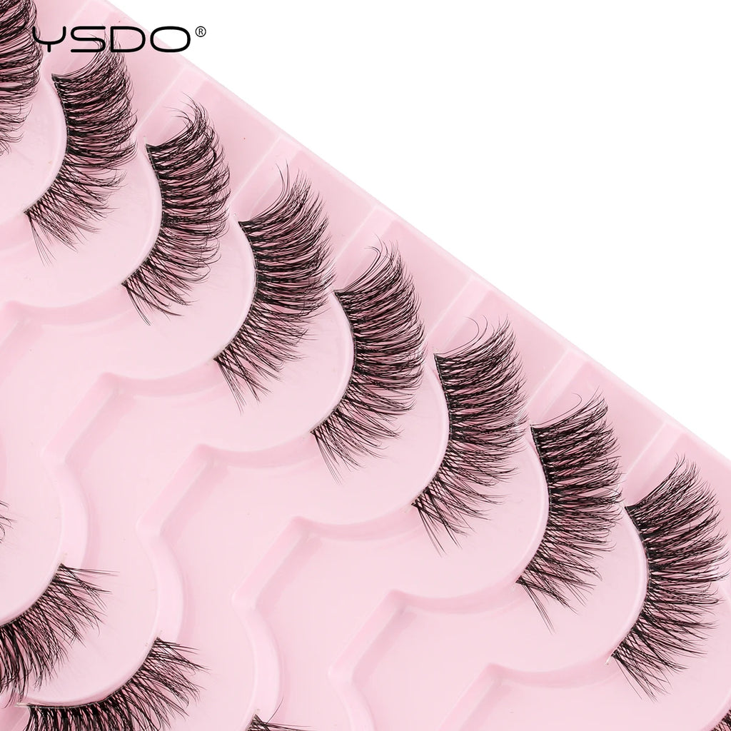 YSDO Halb-Wimpern 5/7/10 Paare Nerzwimpern Natürliche Falsche Wimpernverlängerung Make-up Wispy Katzenwimpern Künstliche Wimpern Maquiagem Cilios