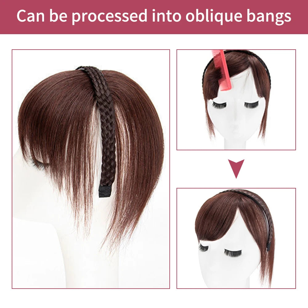 Women Girls Fake Hair Headband Fringe Wig Bangs Hairband Hair Extension Clips In Hair Extension Hair Accessories Hairpiece Clips