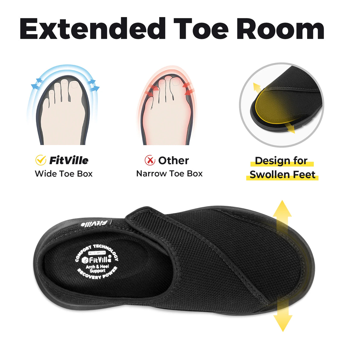 FitVille Damen Orthopädische Hausschuhe Breite Fleece-gefütterte Clogs mit Fußgewölbestütze Erholungs-Pantoletten Bequeme Slip-On-Schuhe