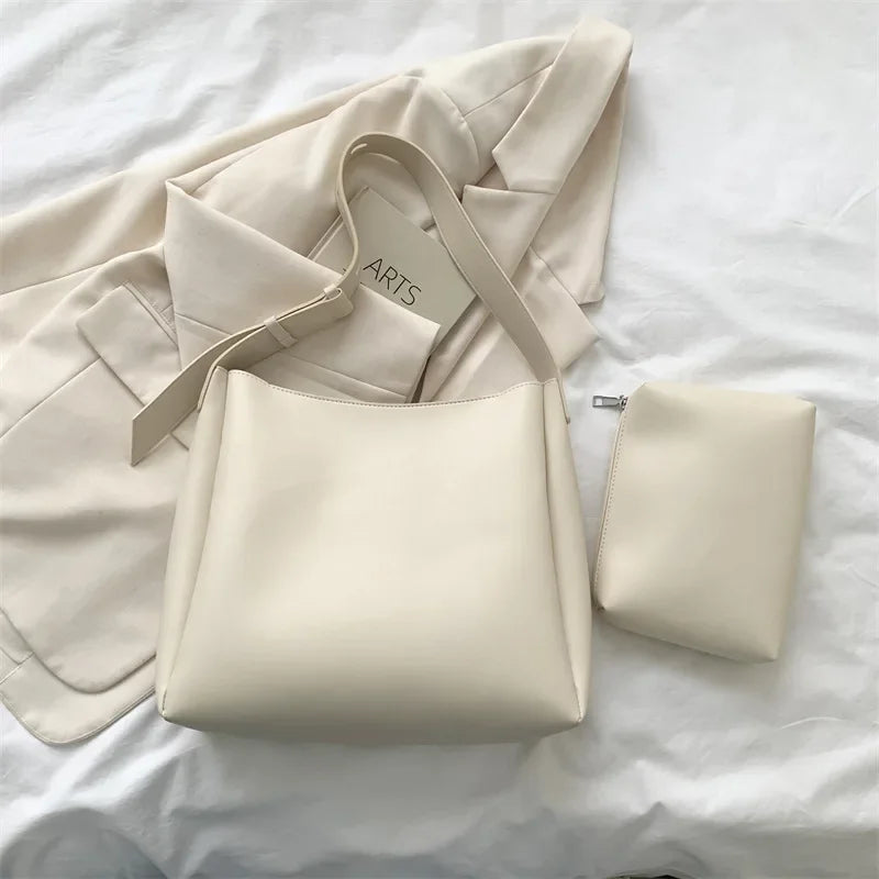 Fashion Leather Tote Bag for Women 2026 Trends Female Simple Large High Capacity Shoulder Side Bag Handbags and Purses Women Bag