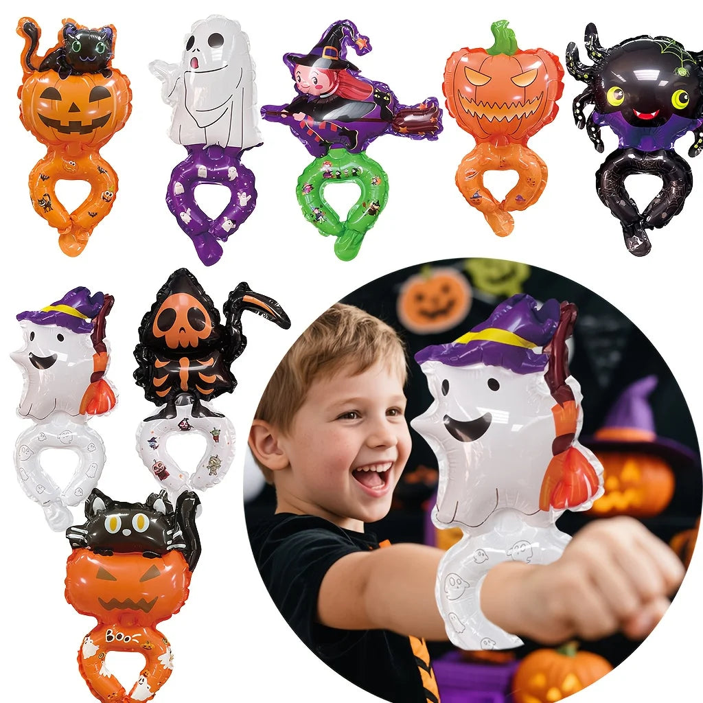 Halloween Wrist Balloon Set Cartoon Pumpkin Bat Skull Design Colorful Party Favors Halloween Day of The Dead New Year Christmas