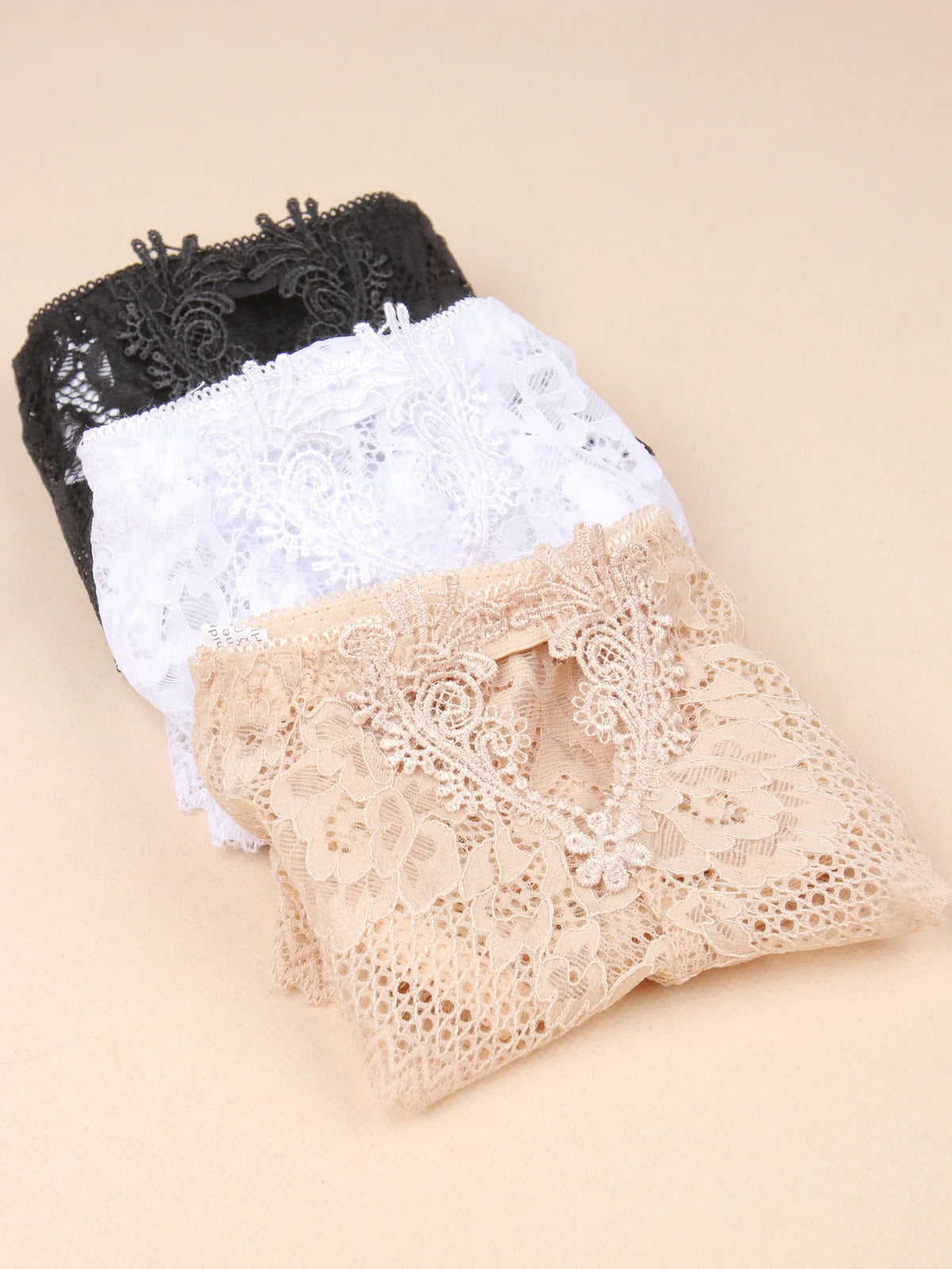 Fashion Sexy Thongs Hollow Out Back Lingerie Female Lace Flower G-String Panties Breathable Underwear Women Plus Size 3Pcs