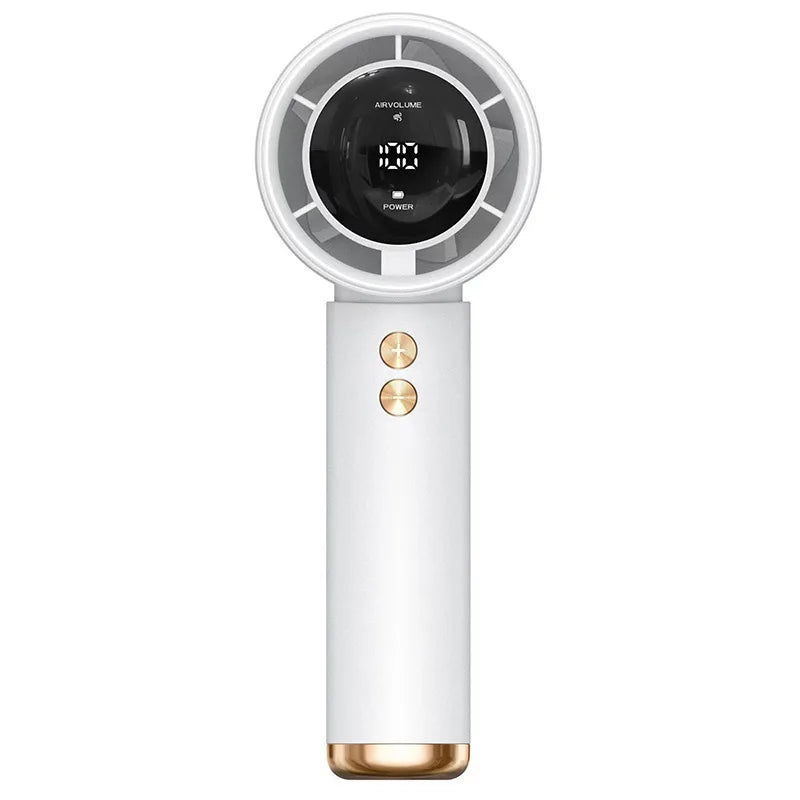 Portable Handheld Turbo Fan Air Cooler LED Display USB Rechargeable High-Speed Mini Electric Fan Quiet Cooling for Outdoor