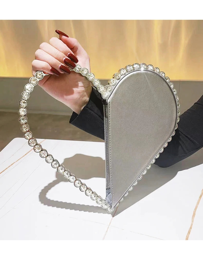 Mini Heart Shape Evening Bag Trendy Wedding Clutch Purse Women's Elegant Handbags For Party Prom
