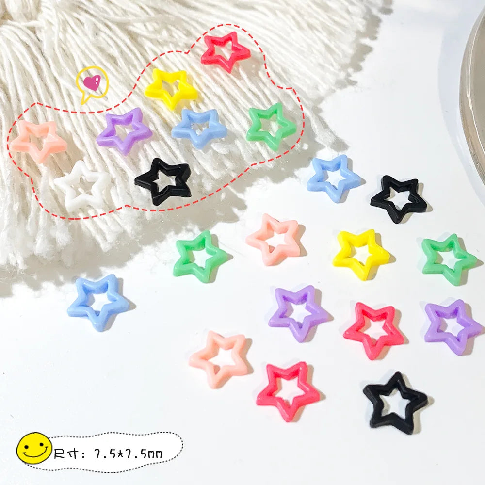 100pcs Ice Transparent Pentagram Nail Art Charms Resin 3D Shiny Stars Nail Art Rhinestone Flatback Gems DIY Nail Accessories