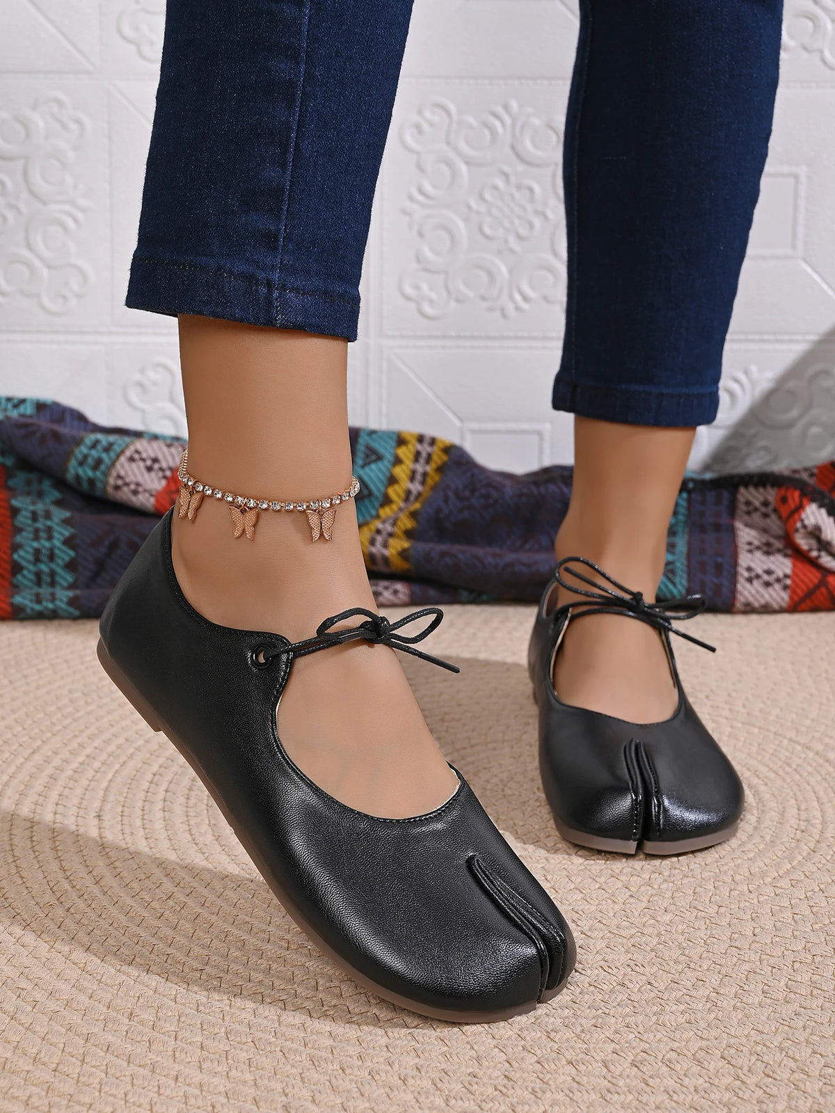 Fashion Soft Leather Split Toe Women Tabi Ballet Flats Spring Autumn Comfortable Walking Lazy Loafers Casual Girls Dance Shoes