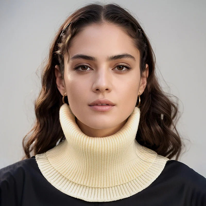 Knitted Fake Collar Ring Scarf For Woman Autumn Winter Warm Solid Color Neck Muffler Detachable Collar Scarves 25*17cm