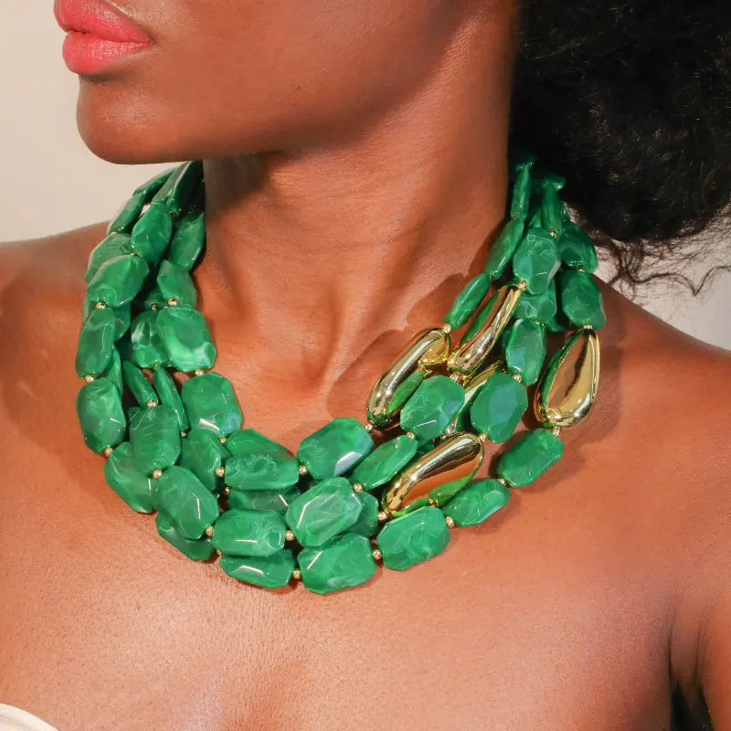 Statement Luxury Retro Multi-layer beaded Necklace for Women Wedding Party Jewelry