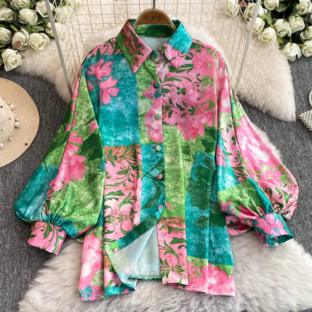 Elegant For Women's Fashion Sets Casual Long Sleeve Shirt Straight Pants Suit Female 2024 Loose Print Tops Two Pieces Outfits