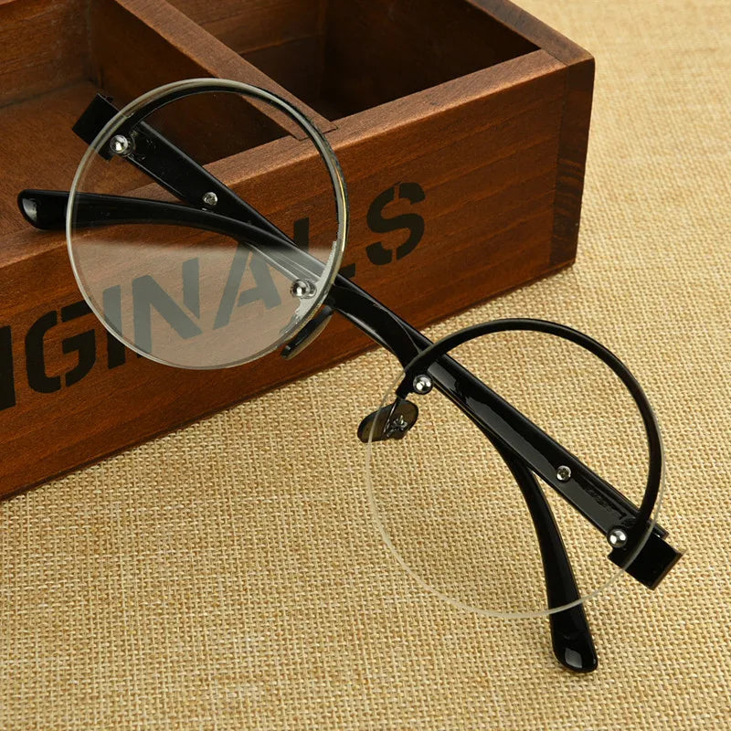 Retro Reading Glasses Men HD Anti-fatigue Round Brown Natural Crystal Glass Stone Reading Glasses Female Trendy EyeGlasses