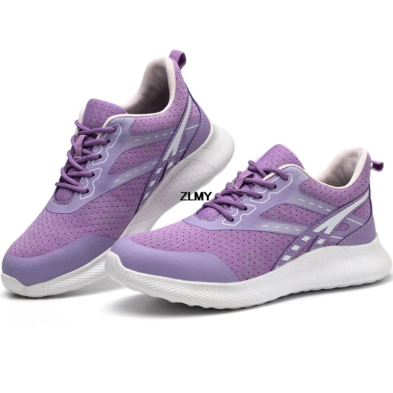 ZLMY Neue Sicherheitsschuhe für Damen, Stahlkappen-Sneaker, leichte Arbeitsschuhe, durchtrittsichere Arbeits-Sicherheitsstiefel für Damen und Herren