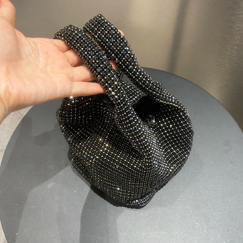 Shiny Crystal Clutch purse bucket Shoulder bag rhinestone Handmade purses and handbags luxury Designer Evening clutch Bag Purse