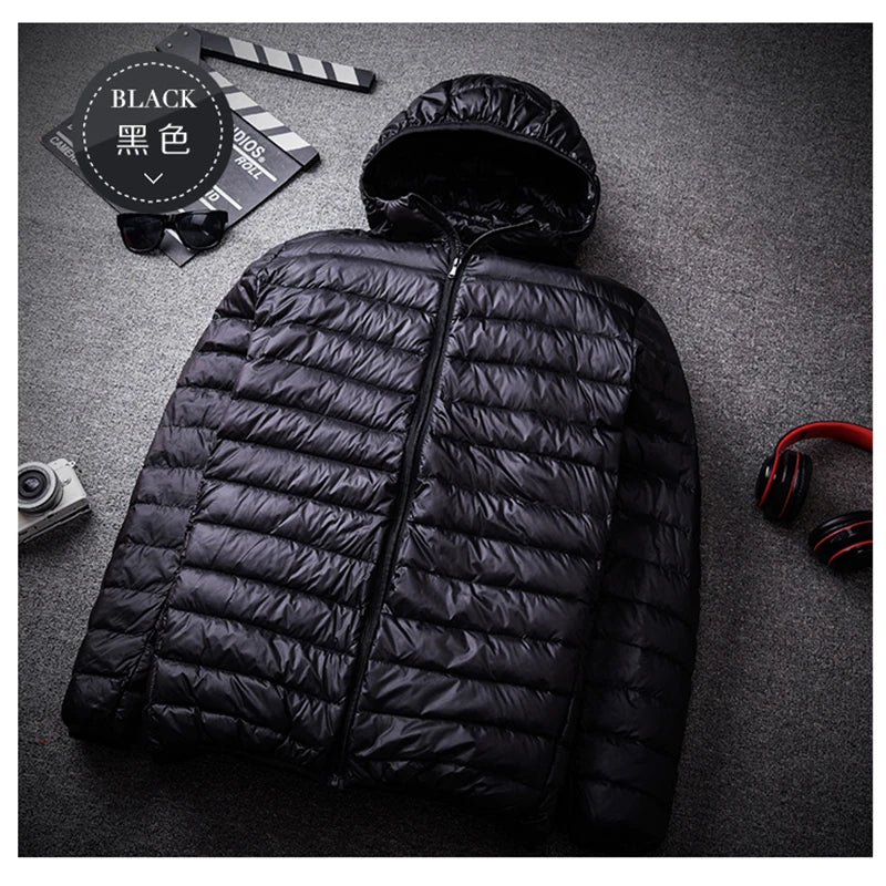 New Men Thin Down Jacket White Duck Down Ultralight Jackets Men's Autumn And Winter Warm Coats Portable Outwear