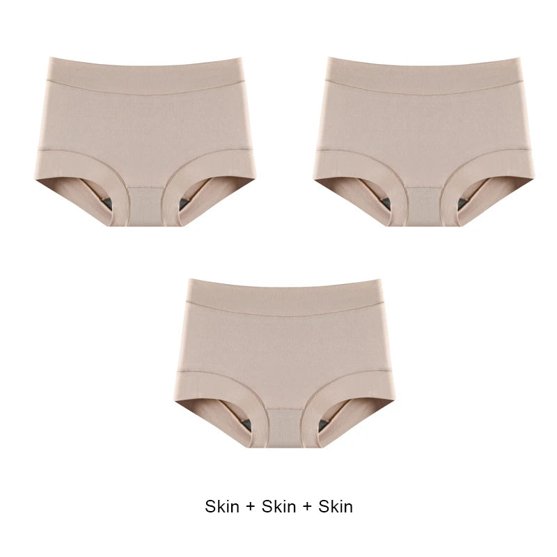 3PCS Women's Panties Fully Surrounded Comfortable Antibacterial Crotch Traceless Cotton High Elasticity Breathable Underpants