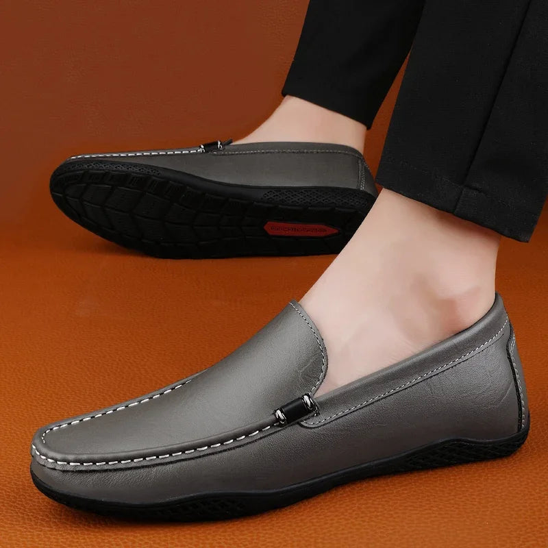 Comfort Genuine Leather Men Loafers All-match Lazy Shoes Breathable Moccasins Fashion Men Casual Shoes Slip-on Men Walking Shoes
