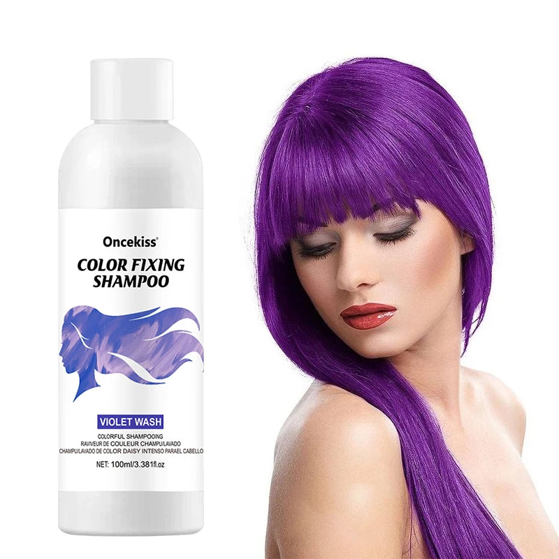 100Ml Color Fixing Purple Shampoo Lock Color Cover Gray Hair Fade Yellow After Bleach Hair Dye Long Lasting Non-irritating Care