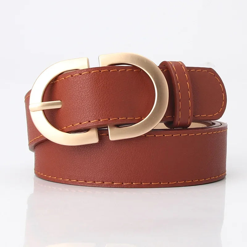 Fashion Pu Leather Waist Belts Women for Jeans Double D Buckle Ladies Belt for Dresses 10 Colors Available Wild Waistband Ladies
