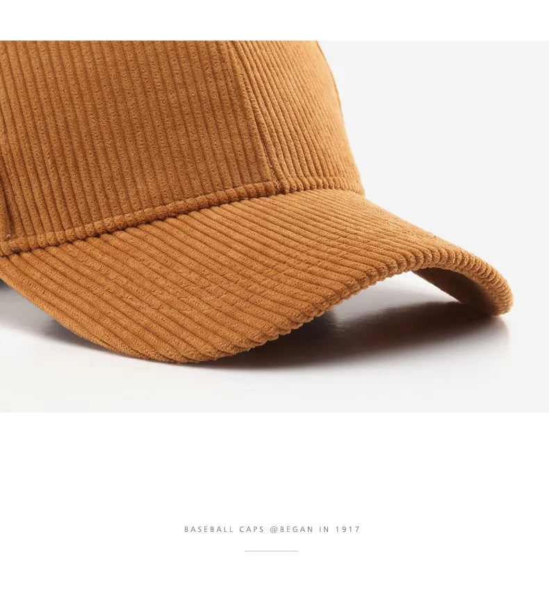 2025 New Corduroy Baseball Cap Women Men Cotton Solid Sunhat Sport Snapback Caps Autumn Warm Fashion Hip Hop Fishing Hat