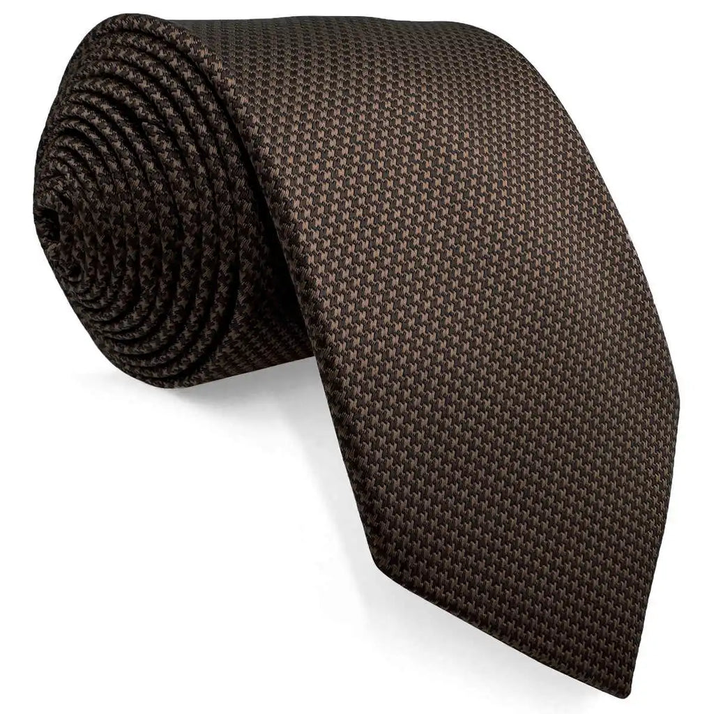 U27 Brown Houndstooth Necktie Set Handmade Wedding Fashion Extra Long Size Classic Ties for Mens Hanky
