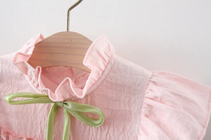 9-Month-4 Years Old Pink Ruffled Sleeve Baby Girl Dress, Summer New Soft And Comfortable Children'S Sleeveless Clothes