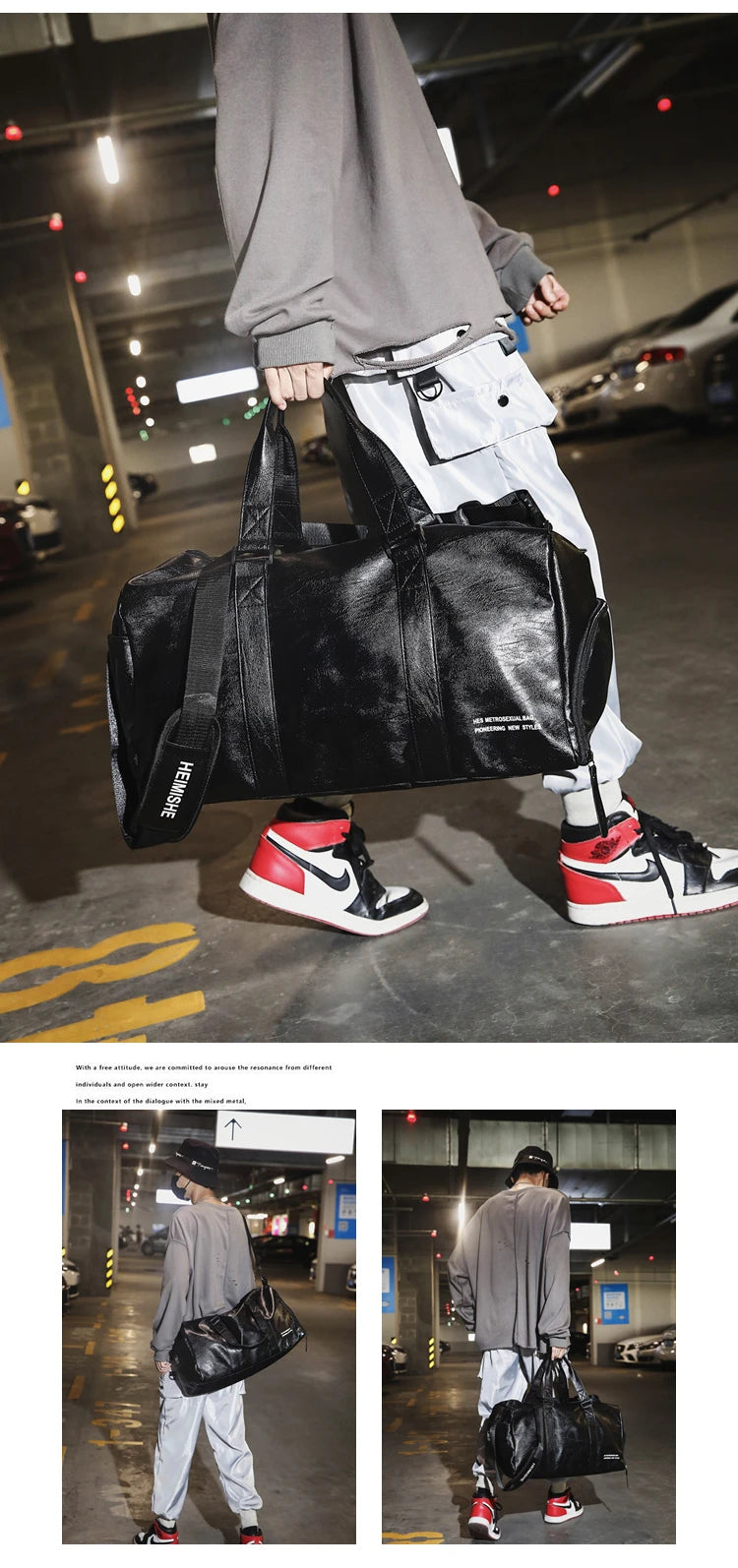 Men Gym Bag custom logo Large Dry And Wet Fitness Handbag Male Female Sports bag personality customization PU Leather Travel bag
