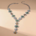 Retro Chunky Chain Geometric Resin Necklace Women's Asymmetrical Metal Necklace Ethnic-Style Jewelry Gift