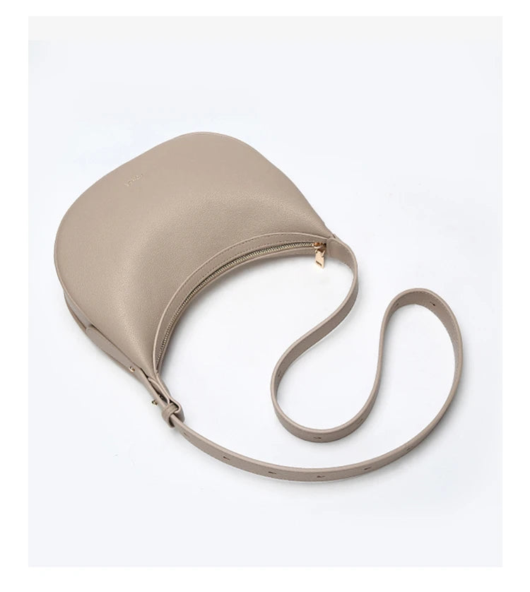 FOXER Brand PU Leather Women's Shoulder Bag Fashion Female Underarm Hobo Bag Crescent Half-moon Bag Travel Small Crossbody Bag