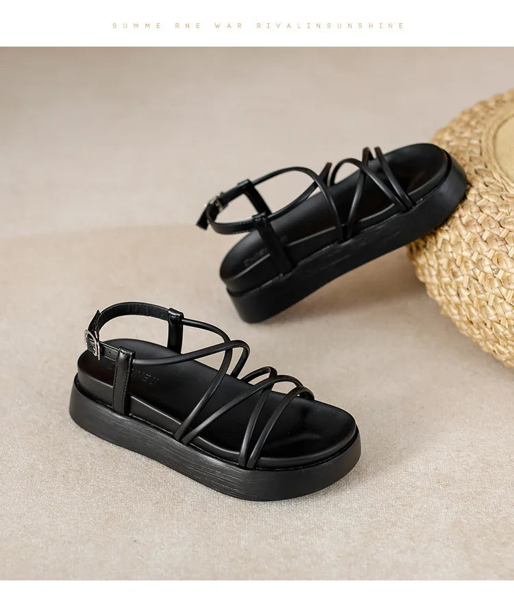 Thick Sole Sandals Women 2026 New Summer Soft Sole Elevated Casual Roman Sandals Small Womens Shoes  Sandalias Mujer  Sandal