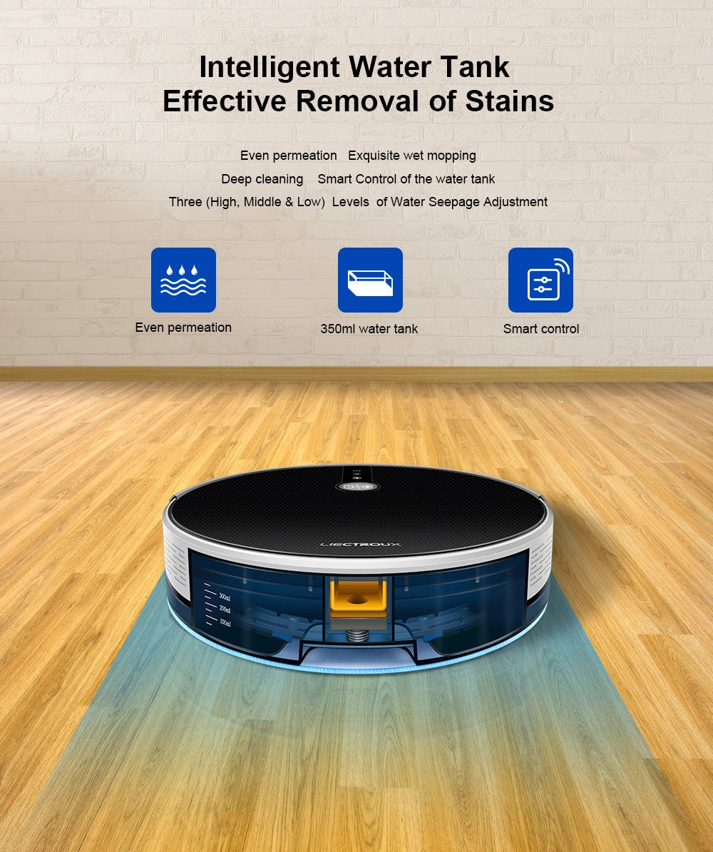 LIECTROUX C30B Robot Vacuum Cleaner AI Map Navigation,Smart Partition,WiFi App,6000Pa Suction,Dry and Wet Mopping,Disinfection