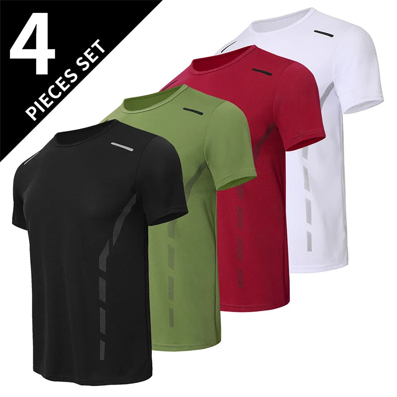 1/4 Uds Camiseta Holgada de Verano para Hombre, Estampada, de Secado Rápido, Manga Corta, Juvenil, Informal, Deportiva, Fitness, Transpirable, para Mediana Edad