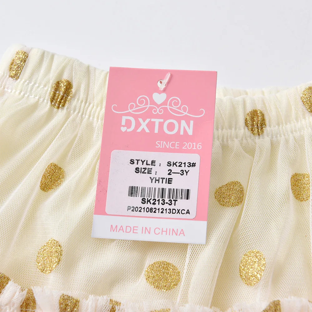 DXTON Toddlers Girls Polka Dot Party Princess Skirt Kids Mesh Tulle Tutu Skirts 3 to 8 Years Children Casual Clothes