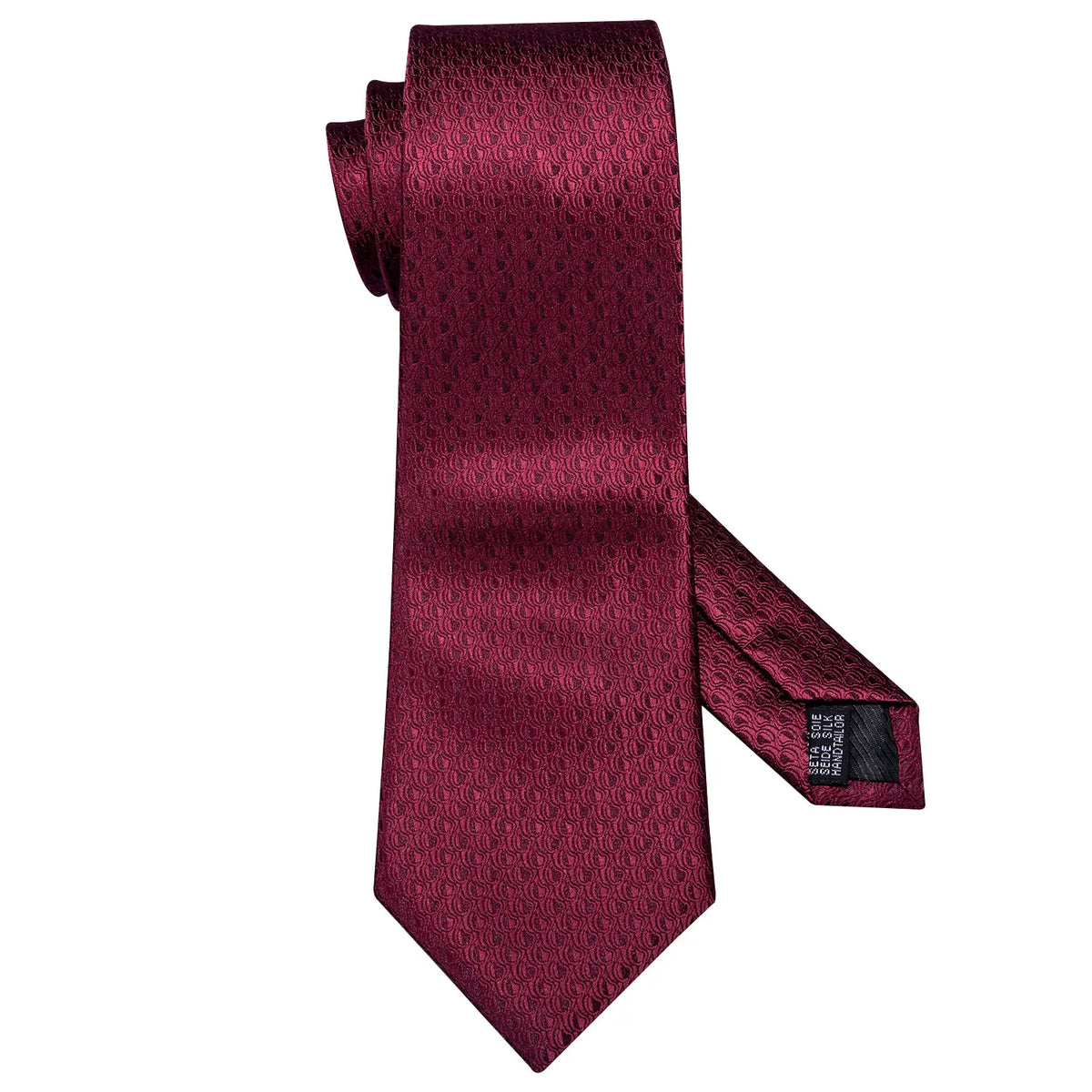 Burgundy Mens Tie Hanky Cufflinks Brooch Set Jacquard Red Wine Maroon Necktie Collar Pin For Male Wedding Events