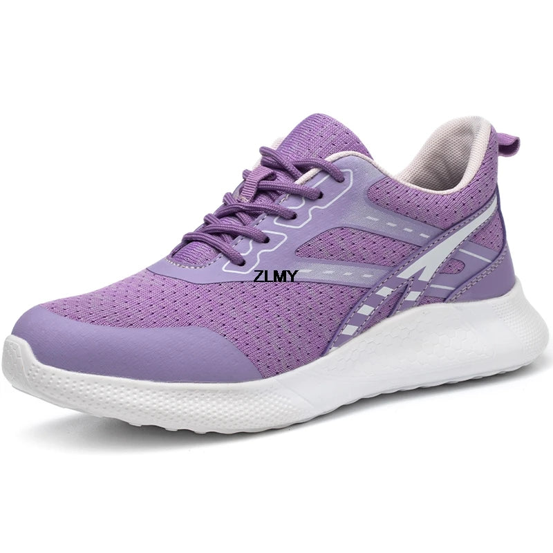 ZLMY Neue Sicherheitsschuhe für Damen, Stahlkappen-Sneaker, leichte Arbeitsschuhe, durchtrittsichere Arbeits-Sicherheitsstiefel für Damen und Herren