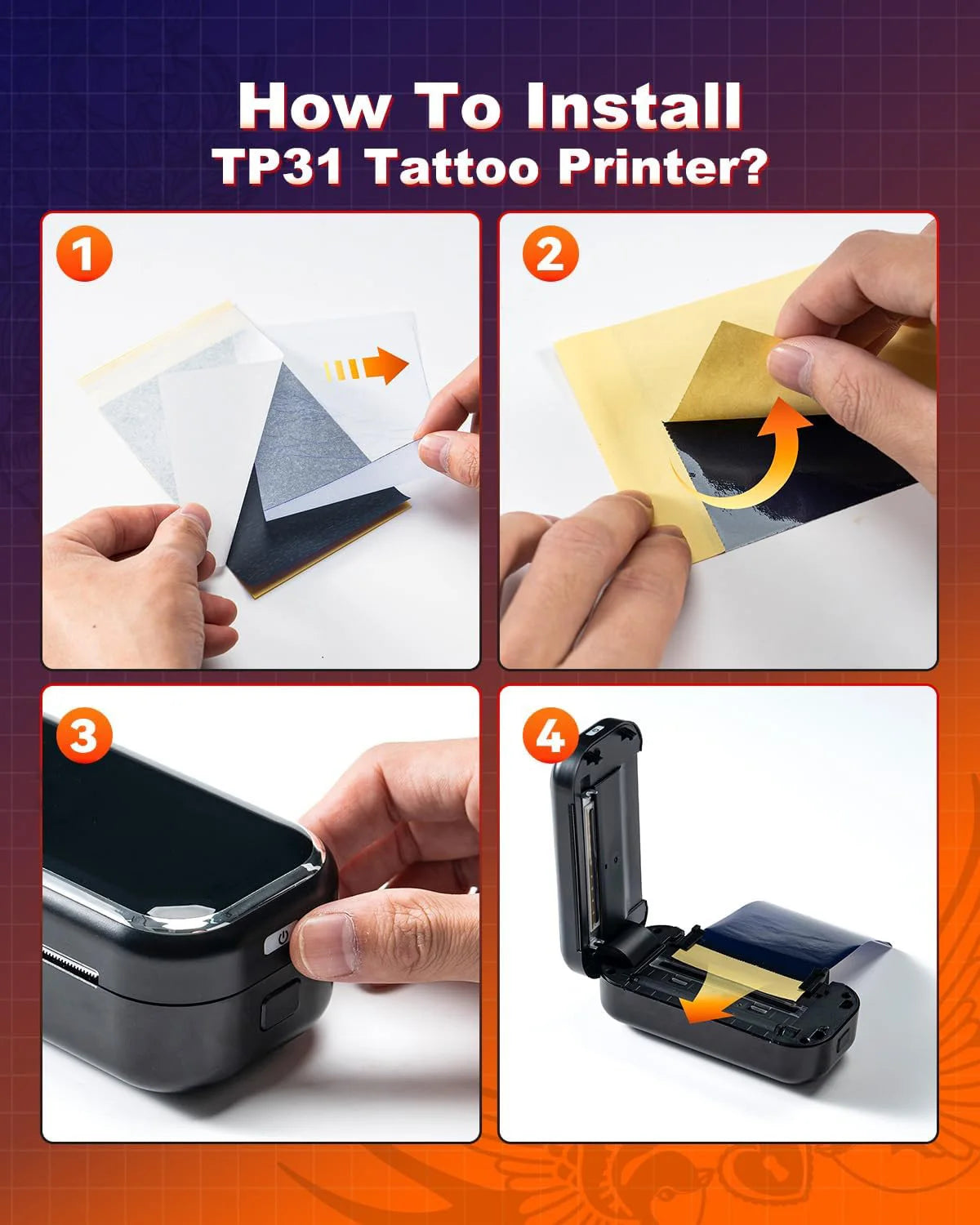 100 hojas papel de transferencia para tatuajes 80mmx300mm papel plantilla adecuado para impresora térmica de tatuajes MR3 TP31 Accesorios de tatuaje para artistas corporales