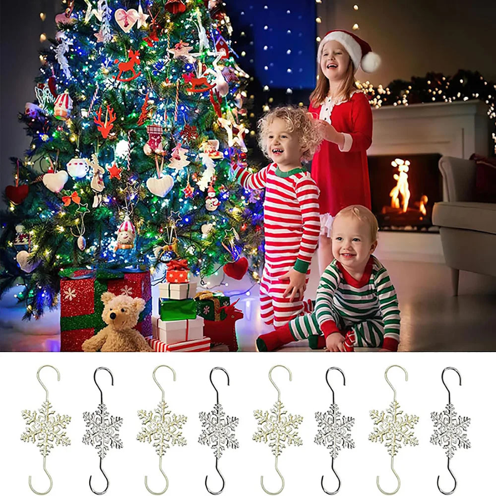 Runtowo 10pcs Christmas Snowflake Hook 2025 Merry Christmas Decor for Home Christmas Tree Ornaments Xmas Navidad Gifts New Year