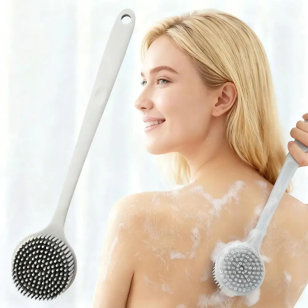 Long-handled Bath Brush Non-Slip Exfoliation Silicone Scrubber Double-Sided Scrub Body Cleaning Tool