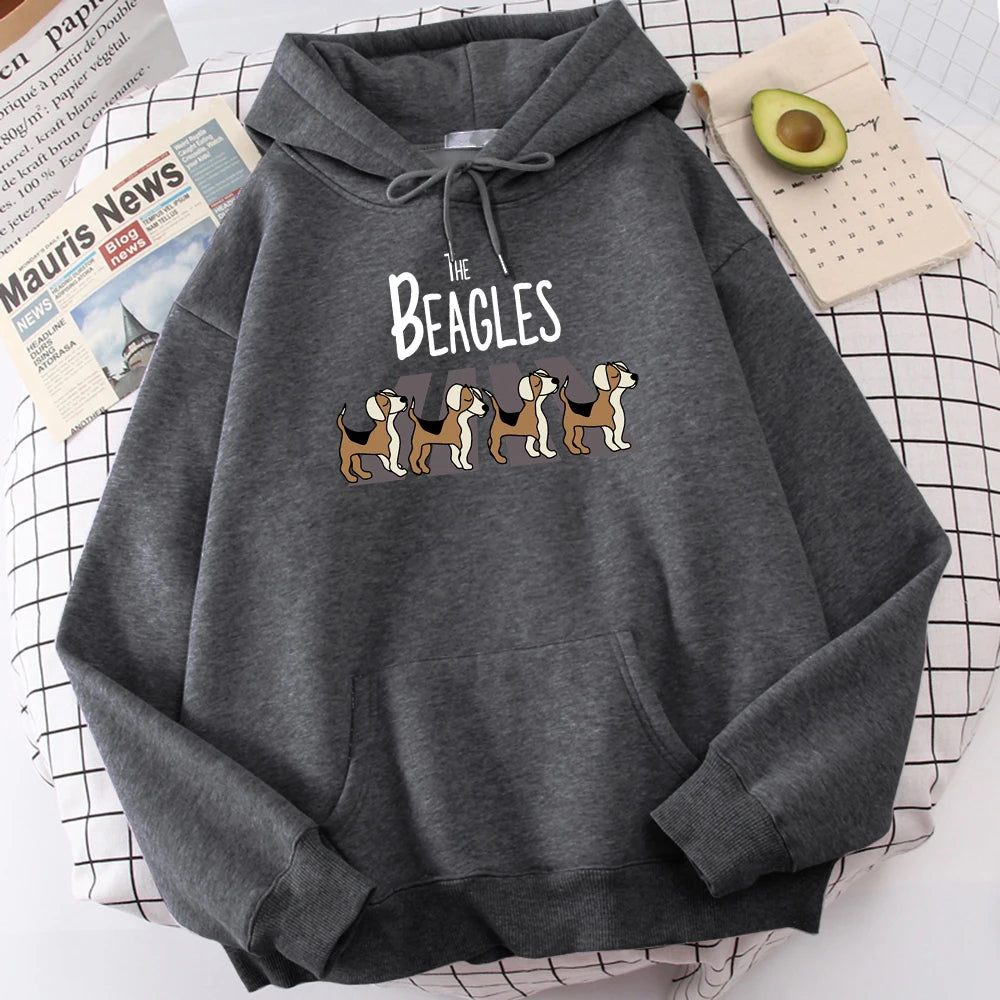 The Beagles Simplicity Printing Mens Hoody Harajuku Fleece Sweatshirt Fashion Crewneck Hooded Casual Oversize  Streetwear