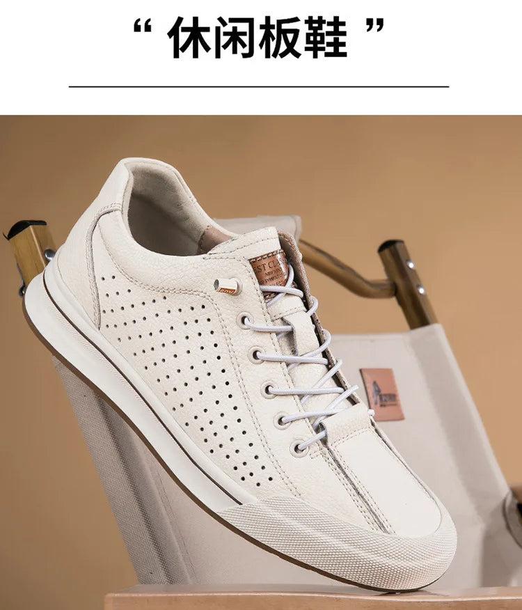 Elevator Shoes for Men Height Increasing Sneakers 6cm Inches Taller Leather Casual Shoes with Height Increase Shoes