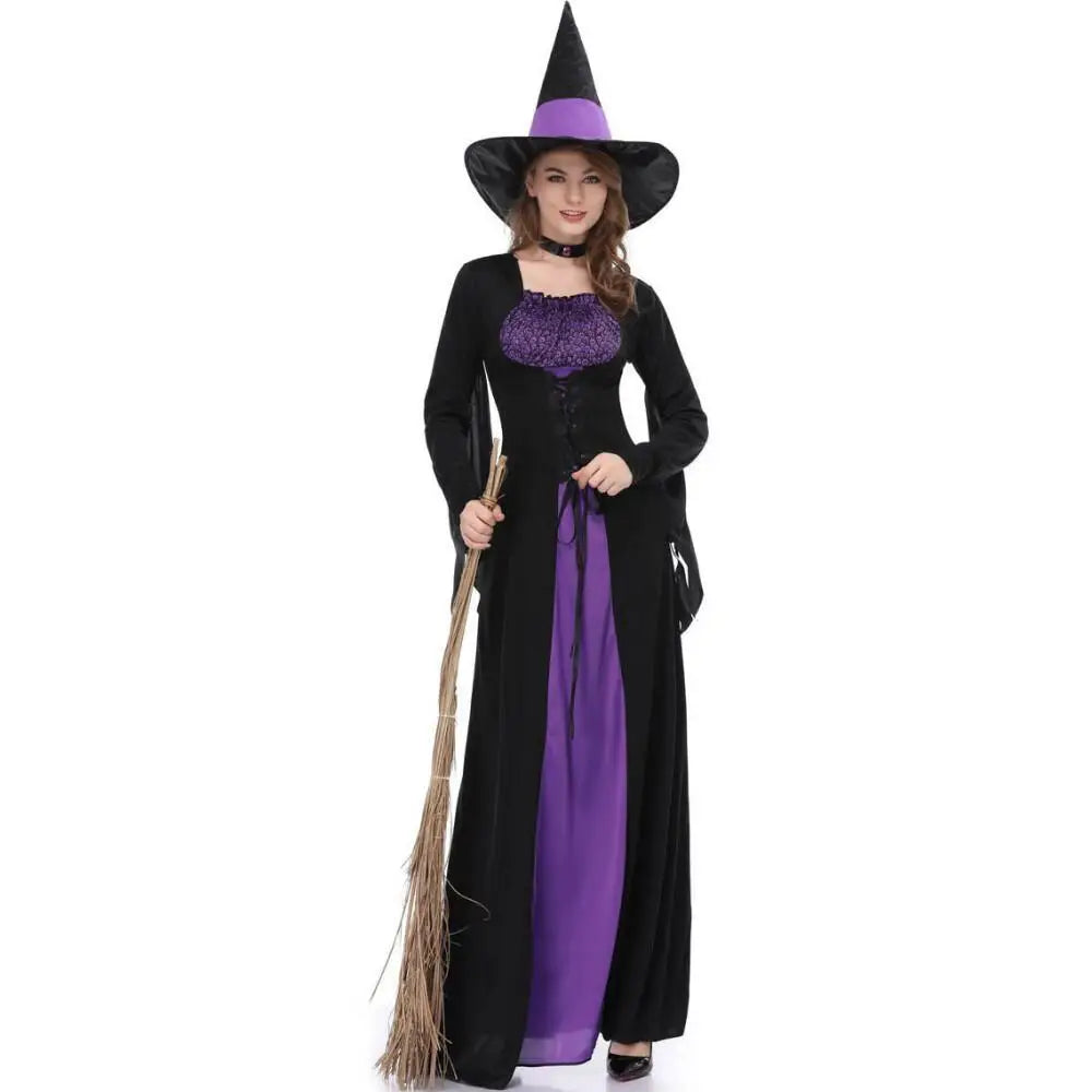 Halloween Carnival Gothic Vampire Witch Cosplay Outfit Adult Women Sorceress Magic Robe For Festival Theme Party Cosplay Show