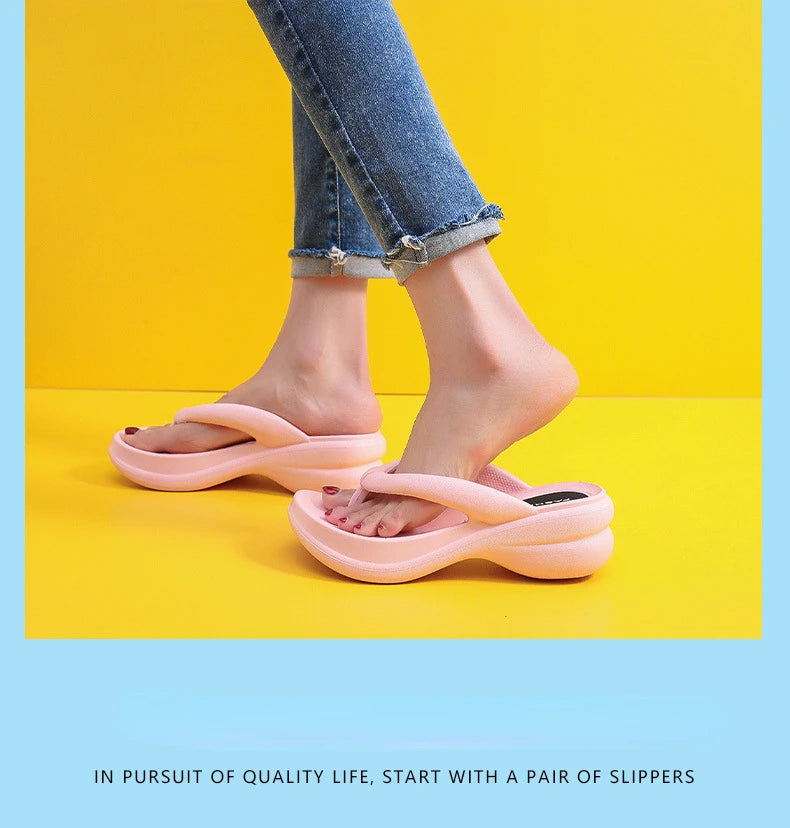 Woman House Heel Slipper Wedges Cloud Sandals Summer Soft Flip Flops Beach Slides Home Garden Shoe Outdoor Ladies Female Girls