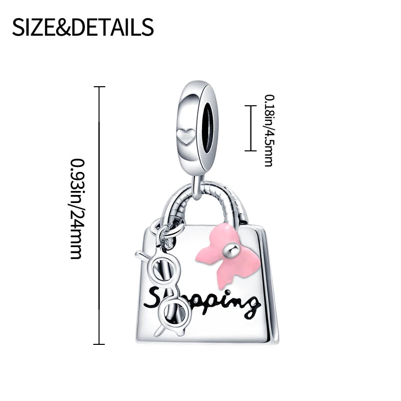 925 Sterling Silver Baocaro brand Charms Pendant with Cubic Zirconia,Fit DIY bracelet necklace Gift for Her,Colgante Plata