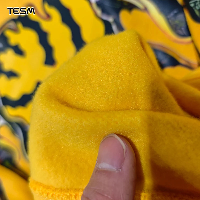 TESM Yellow Hoodie Family Matching Outfits Couple Casual Street Wear Loose Long Sleeve Sweatshirt Parent Child Holiday Party Top