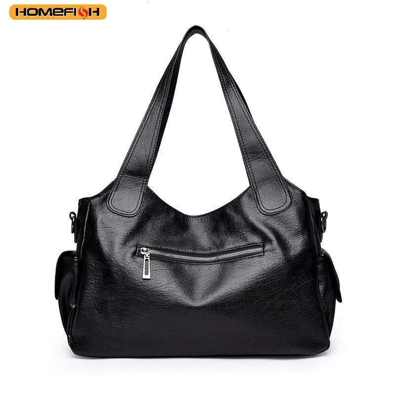 HOMEFISH Soft Interior Compartment Shoulder Bags High Quality Contrasting Colors Bags for Women Fashion Zipper Pu Handbags
