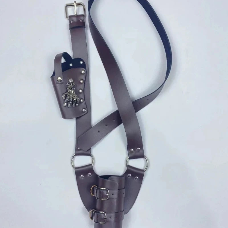 Shoulder Belt Adjustable Sword Gun Holder Sheath Scabbard Frog Leather Armor Pirate Halloween Costume Rapier Medieval Holster