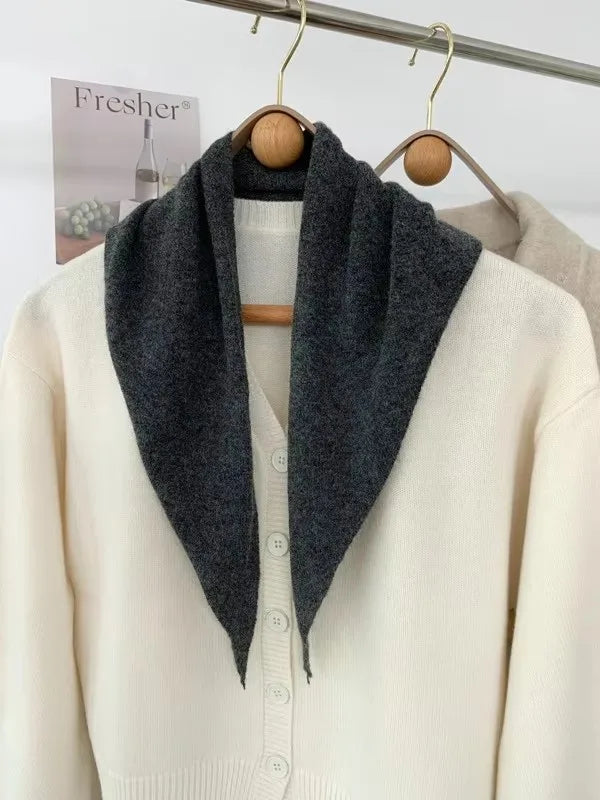 New Women Wool Scarf Shawl Winter Warm Soft Knitted Striped Triangle Fashion Brand Bandana Lady Wool Scarves