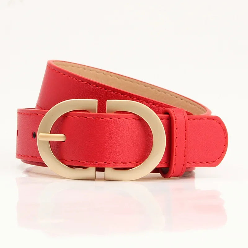 Fashion Pu Leather Waist Belts Women for Jeans Double D Buckle Ladies Belt for Dresses 10 Colors Available Wild Waistband Ladies